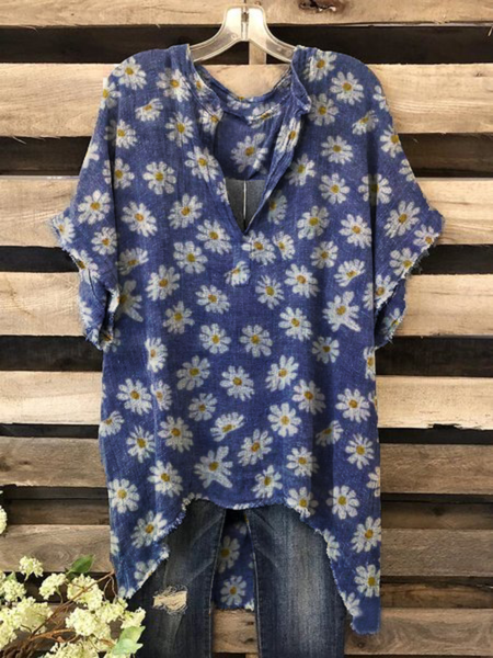 

Top Floreale, Blu, Tops