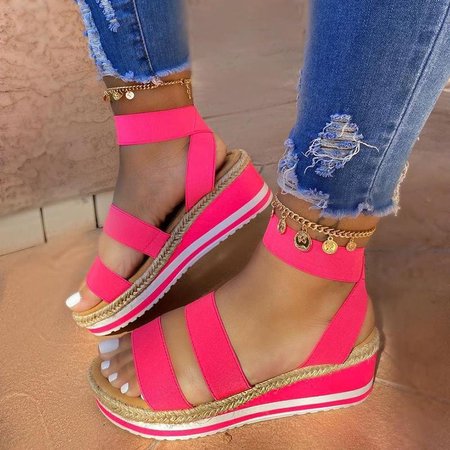 

Sandali con Tacco a Zeppa, Rosso, Shoes