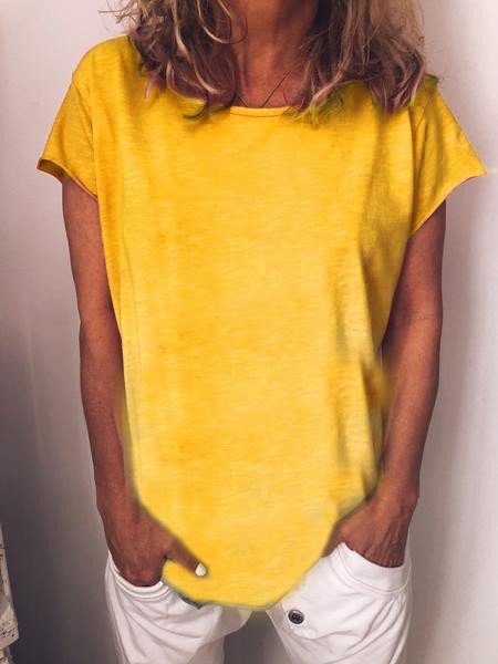 

Yellow Short Sleeve Casual T-shirt, T-shirts
