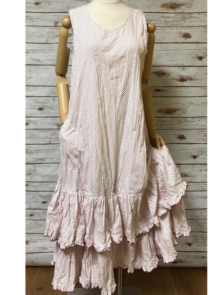 

Plus size Sleeveless Vintage Polka Dots Weaving Dress, Pink, Dresses