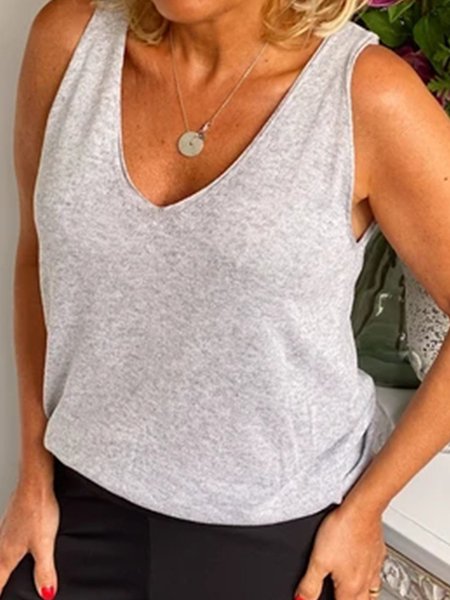 

Sleeveless Round Neck Casual Plus Size Tank Tops, Gray, Email discount