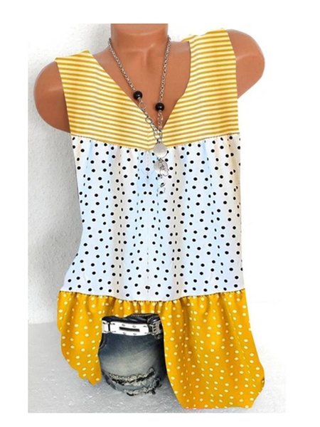 

V Neck Casual Tops, Yellow, Tops