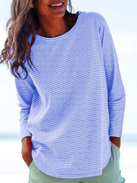 

Women Striped Tee Long Sleeve T-Shirt, Blue, Hoodies & Sweatshirts