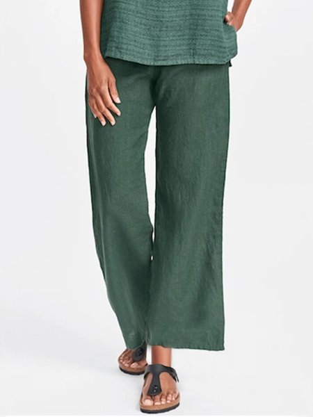 

Pantaloni Casuale Dritto di Cotone, Verde, Bottoms