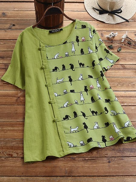 

Top di Misto Cotone, Verde, Tops