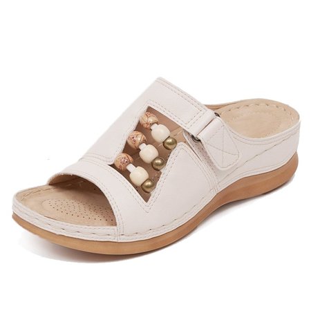 

Leather Summer Slipper, Beige, Shoes