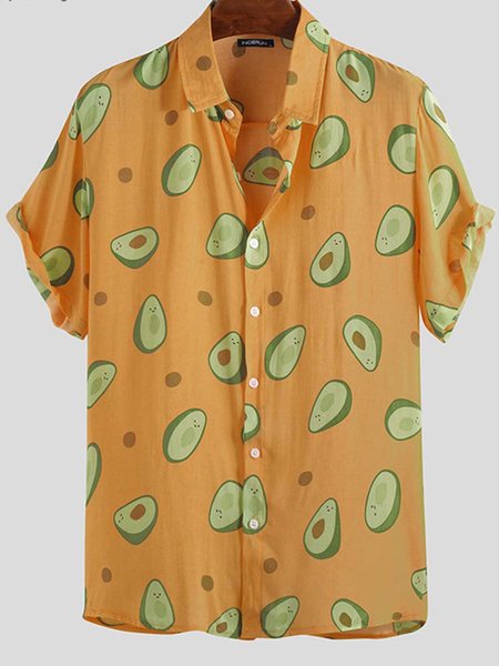 Top Stampato Casuale di Cotone, Yellow, Men's Top