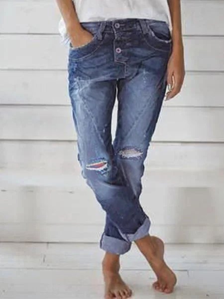 

Blue Casual Denim Jeans, Bottoms