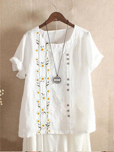 

Top a Girocollo Casuale, Bianco, Blouses & Shirts