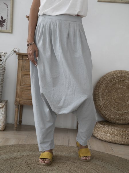 

Light Gray Solid Casual Cocoon Pants, Bottoms