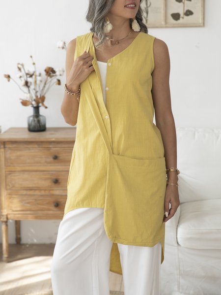 

Yellow Simple & Basic Cotton Shirts & Tops, Tops