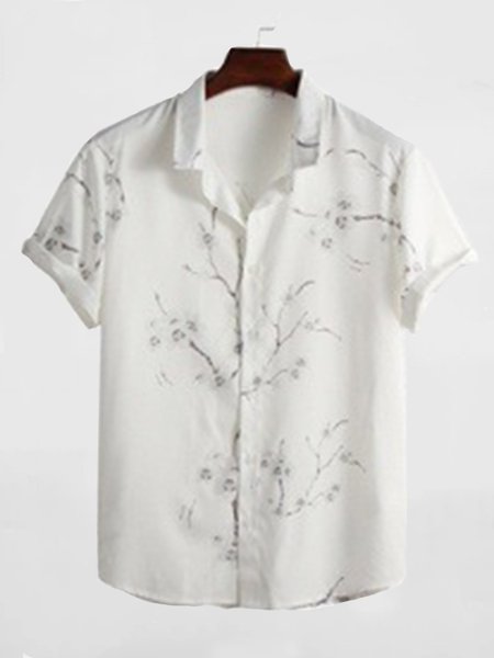 

Camicia Stampata da Spiaggia, Bianco, Men's Top