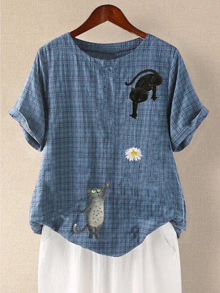 

Top di Misto Cotone, Blu, Tops