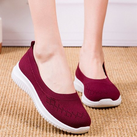 

Casual Fly-Woven Fabric Sneakers, Red, Sneakers