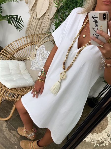 

Abito di Cotone, Bianco, Mini Dresses
