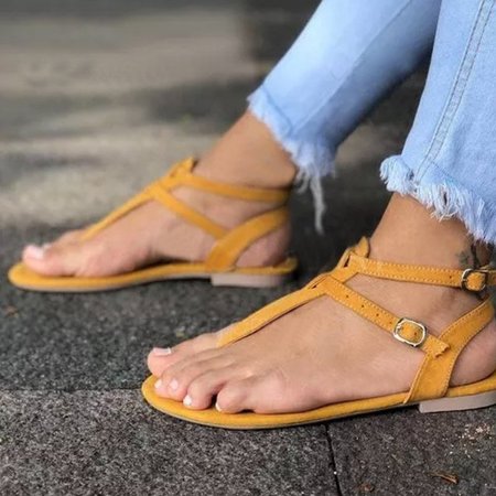 

Leather Sandals, Yellow, Sandals