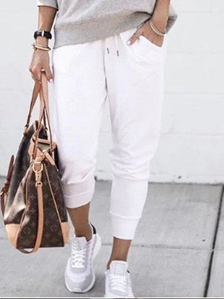 

Women Bottoms Casual Cotton White Pockets Bottoms, Pants