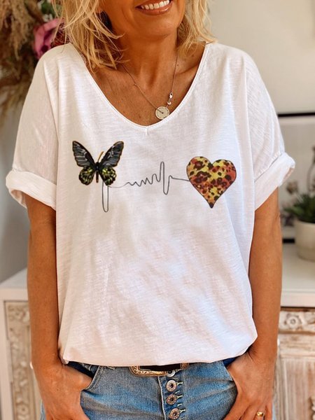 

Top a Girocollo Casuale, Bianco, T-Shirts