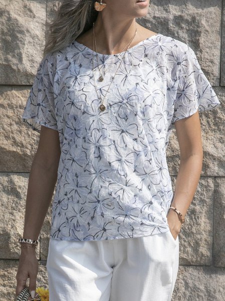 

Blue Crew Neck Holiday Cotton Shirts & Tops, Tops