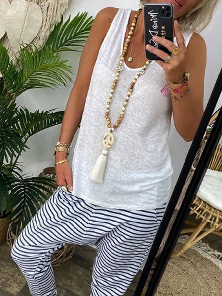 

Gilet Dritto Casuale, Bianco, Tank Top