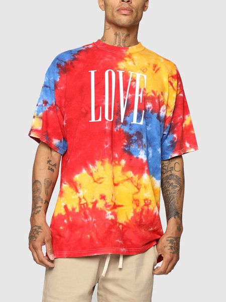 T-Shirt Stampato Casuale, Rosso, Men's Top