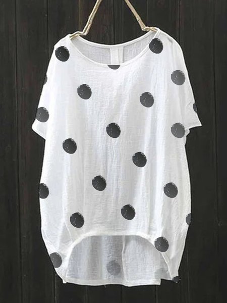 

Top a Pois Casuale, Bianco, Tops