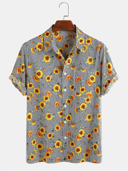 

Shirt Collar Shirts & Tops, Black, Men's Floral shirt