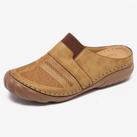

Hollow-Out Artificial Leather Loafers, Khaki, Flat & Loafers