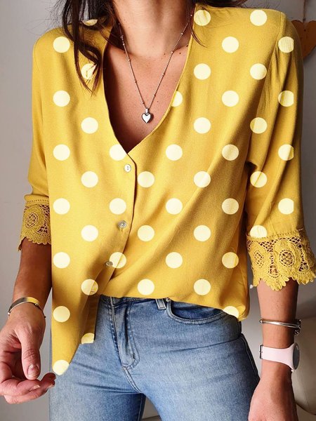 

Top a Pois, Giallo, Blouses & Shirts