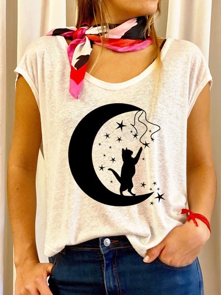 

Top Casuale di Cotone, Bianco, T-Shirts