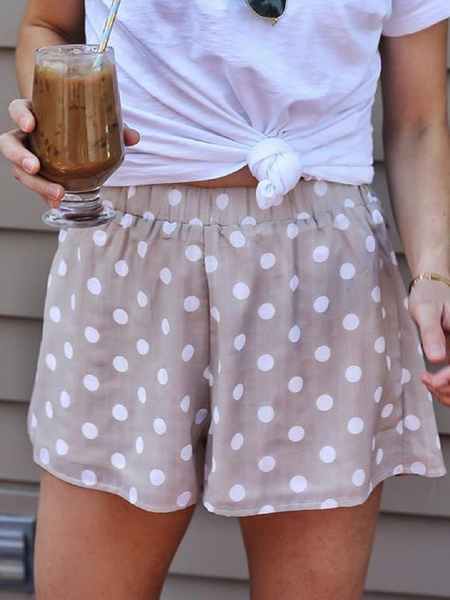 Pantaloncini Casuale a Pois Stampato, Rosa, Bottoms