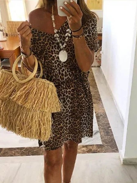 

Abito Vintage Stampato di Cotone, Leopardo, Dresses