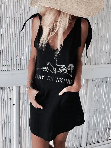 

Abito Stampato A-line, Nero, Dresses