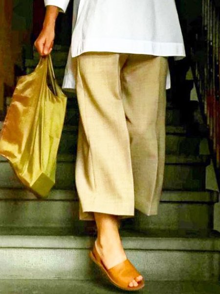 

Khaki Linen Casual Pants, Pants