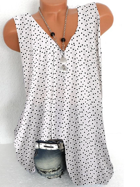

Sleeveless Casual Geometric Shirts & Tops, White, Tops