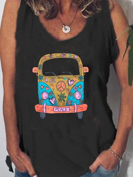

Casuale Misto Cotone senza maniche Camicetta & Top, Nero, Tank Top