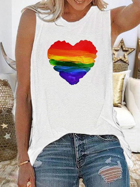 

Top Casuale Geometrico, Bianco, Tank Top