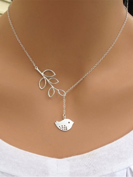 

Fashion Bird Leaf Necklace, Silver, Necklaces