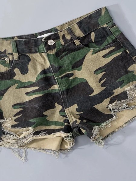 

Pantaloncini Stampato Casuale, Verde, Bottoms