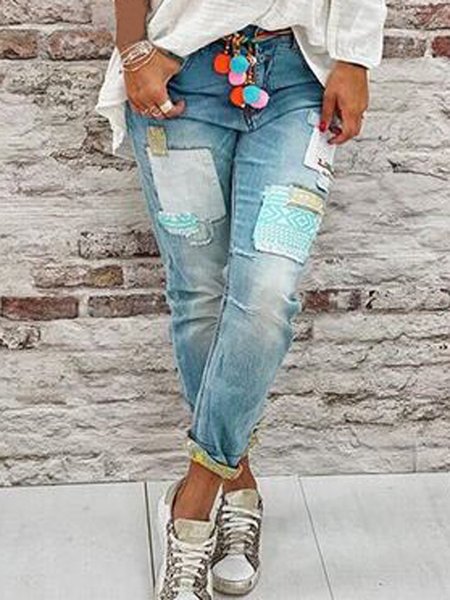 

Pantaloni Casuale Denim, Blu, Bottoms