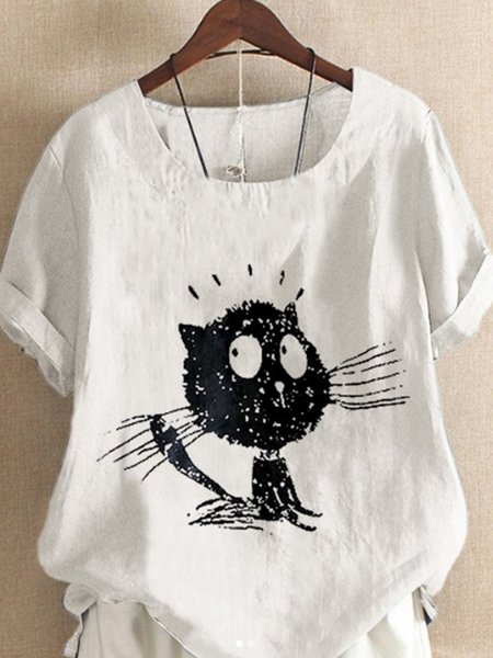

White Short Sleeve Linen Shirts & Tops, Tops