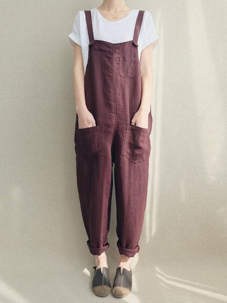 

Linen Casual Pants, Wine red, Bottoms