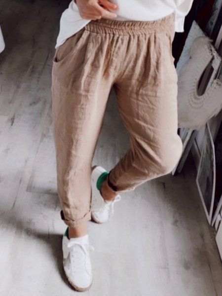 

Pantaloni Casuale di Cotone, Cachi, Bottoms