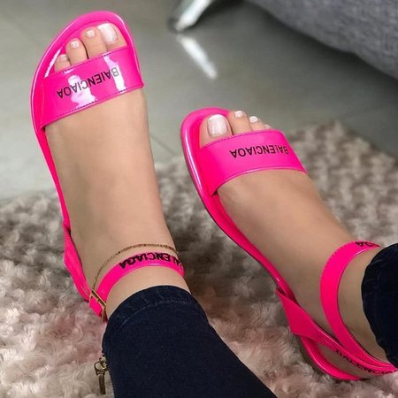 Women Casual Summer Daily Buckle Strap Flat Sandals, Pink, Sandals