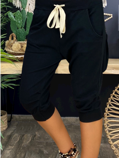 

Pantaloncini Casuale con Tasche, Nero, Bottoms