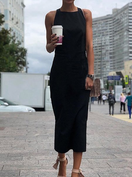 

Abito Casuale Vintage, Nero, Maxi Dresses