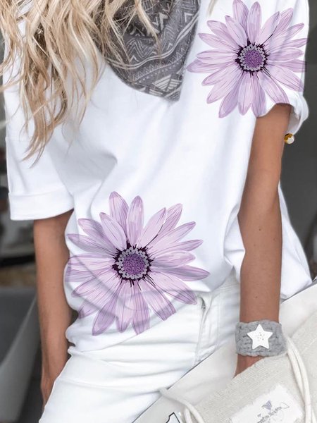 

Top Floreale di Cotone, Bianco, Tops