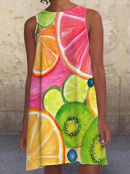 

Abito a Girocollo, Multicolore, Mini Dresses