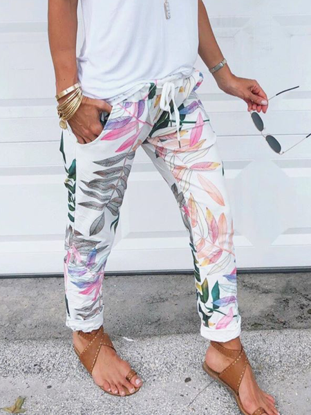 

Pantaloni Stampato Casuale, Bianco, Pants