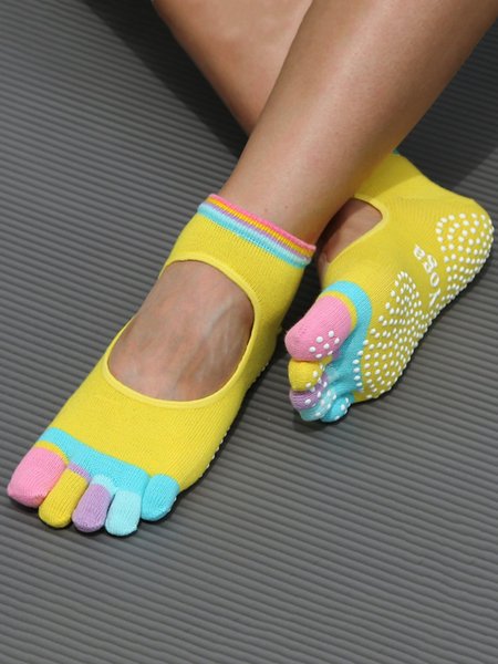 

Cotton Casual Yoga Toe Socks, Yellow, Socks